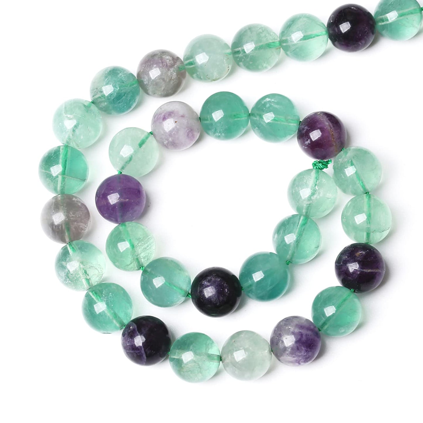 10MM 38PCS Natural Stone Green Fluorite Gemstone Beads for Jewelry Making DIY Bracelet 1 Strand