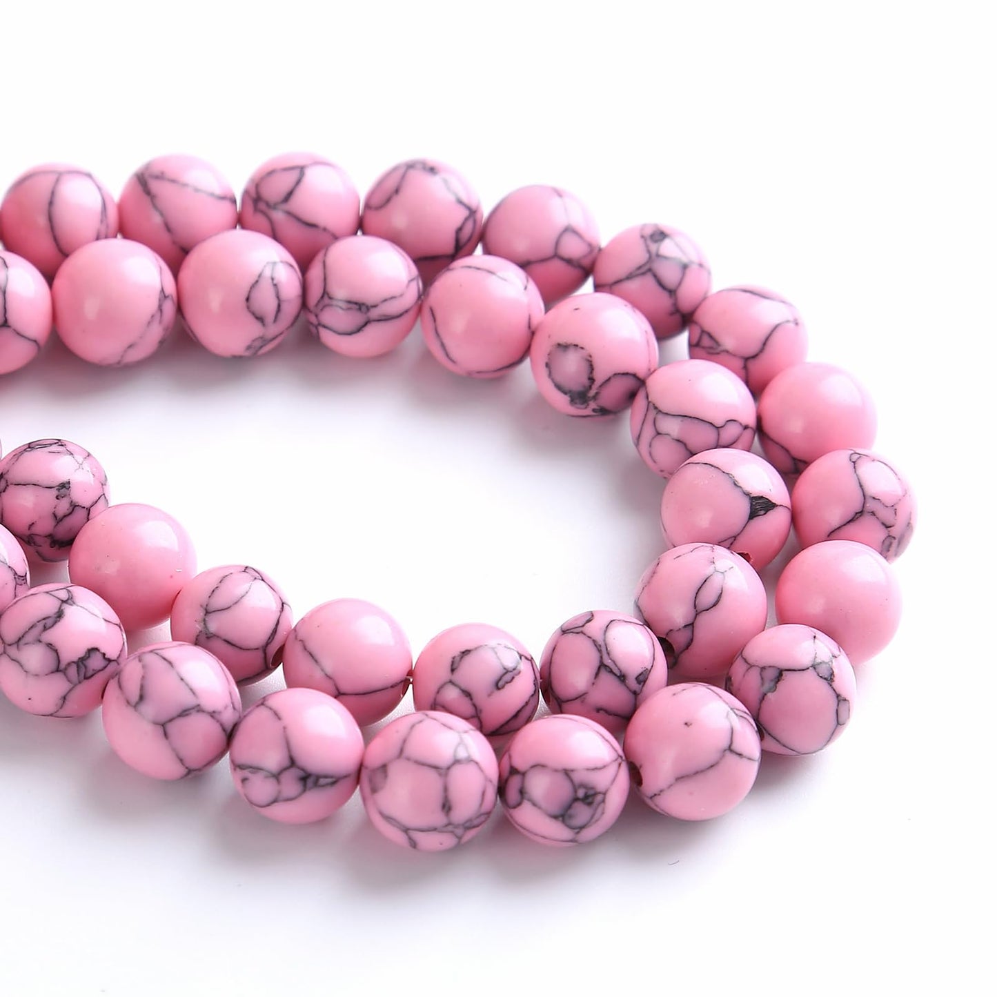 90PCS 8MM Pink Turquoise Spacer 2 Strands Loose Beads for Jewelry Making DIY Bracelet Necklace
