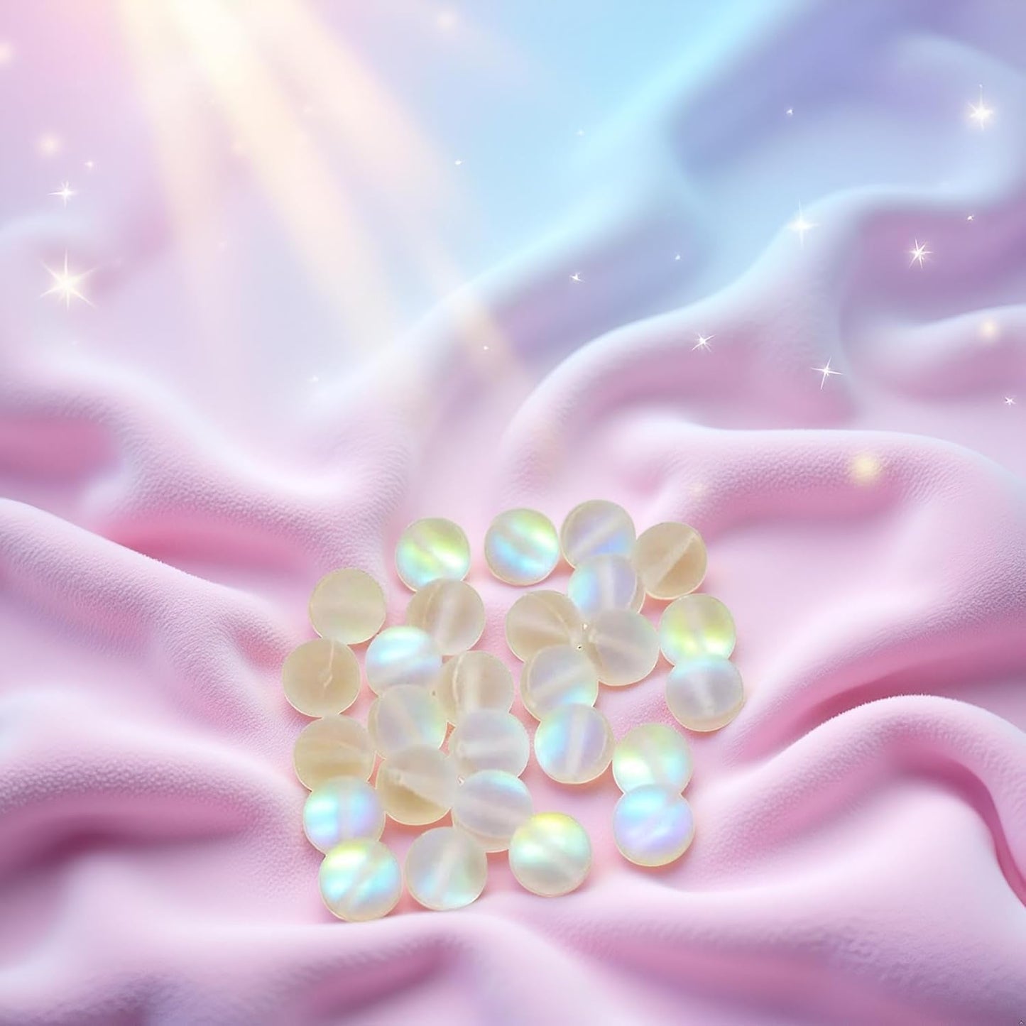 Matte Crystal Glass Beads, 8mm, 100 Pieces, Mermaid Aurora Moonstone Style for Jewelry Making, Crafts