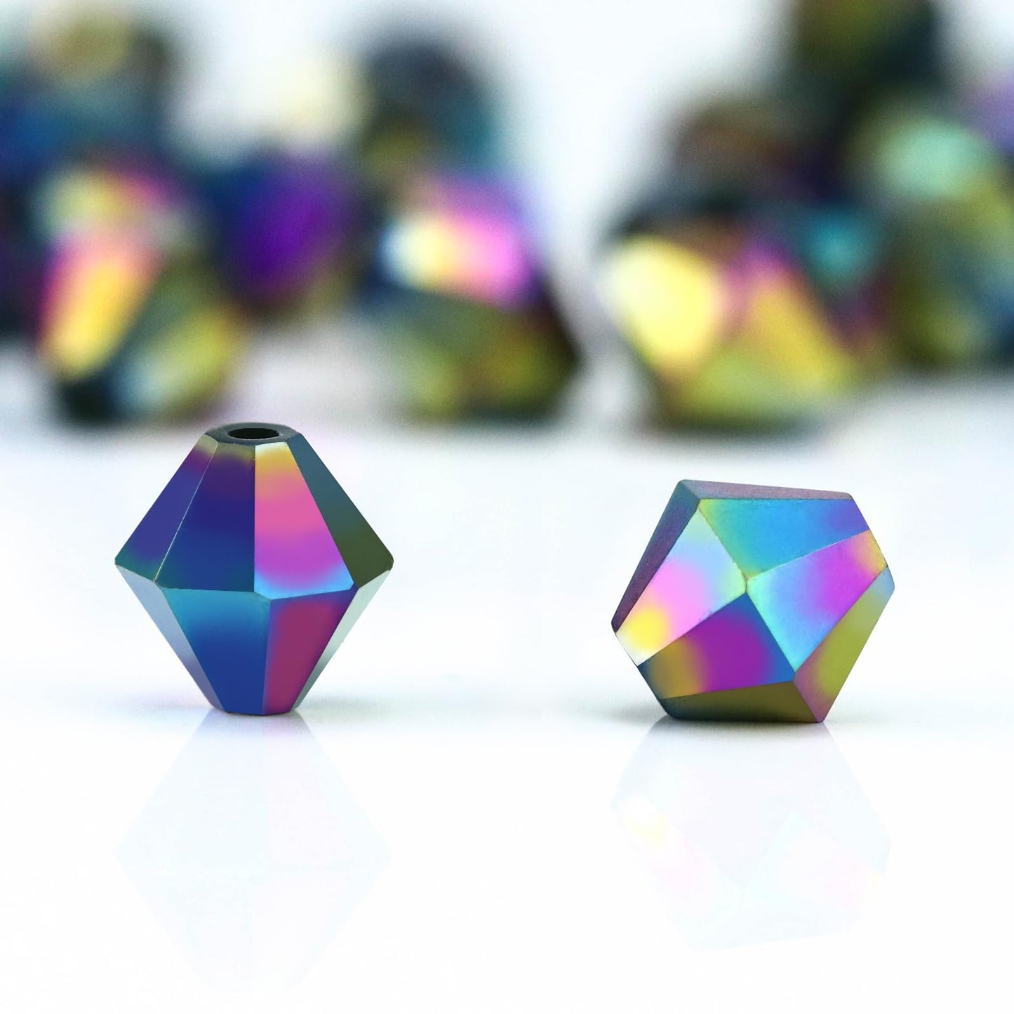 Dowarm 100PCS 8MM Crystal Bicone Beads for Crafts, Jewelry Making, DIY Bracelet, Necklace, Dolls, Wine Charms, Wind Chimes, Suncatchers, Bulk Faceted Loose Glass Beads, Rainbow