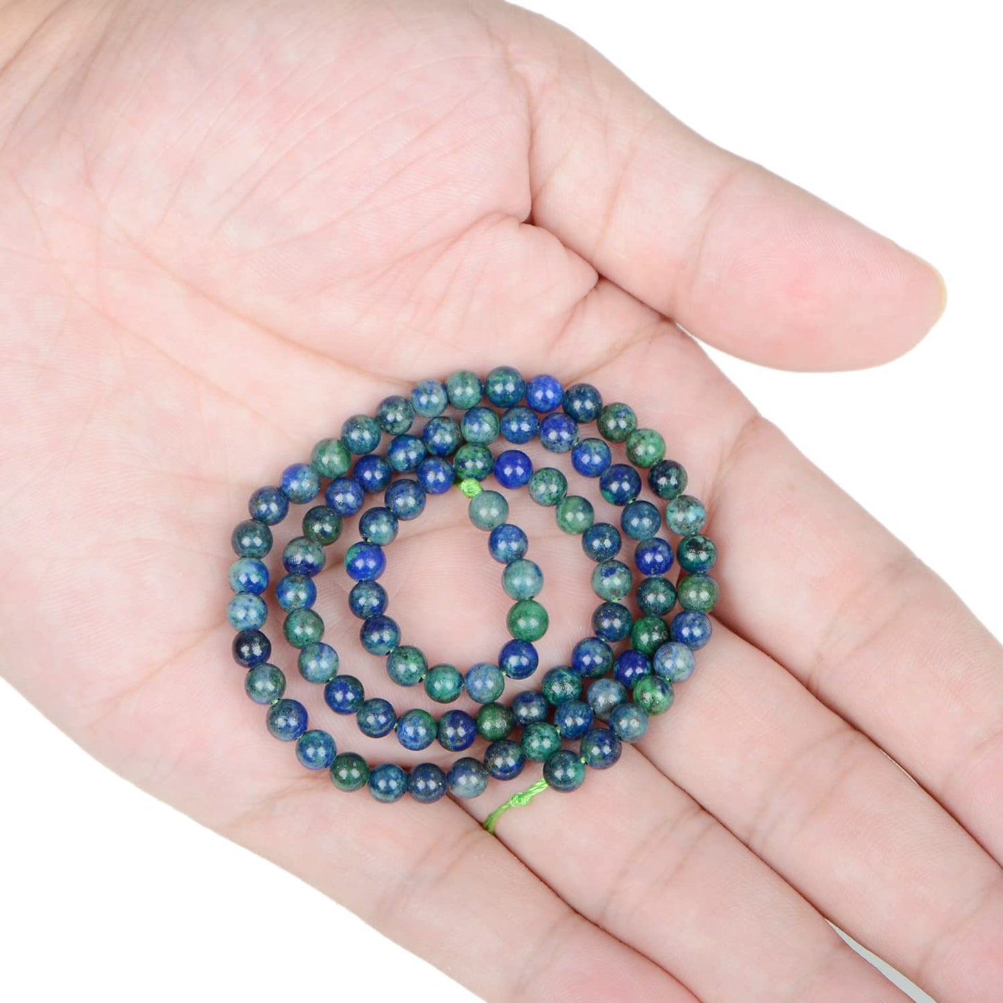 AD Beads Natural Gemstone Round Loose Beads 15" for Bracelet Necklace Earrings Jwelery Making Crafts DIY (4mm, Lapis Lazuli Chrysocolla)