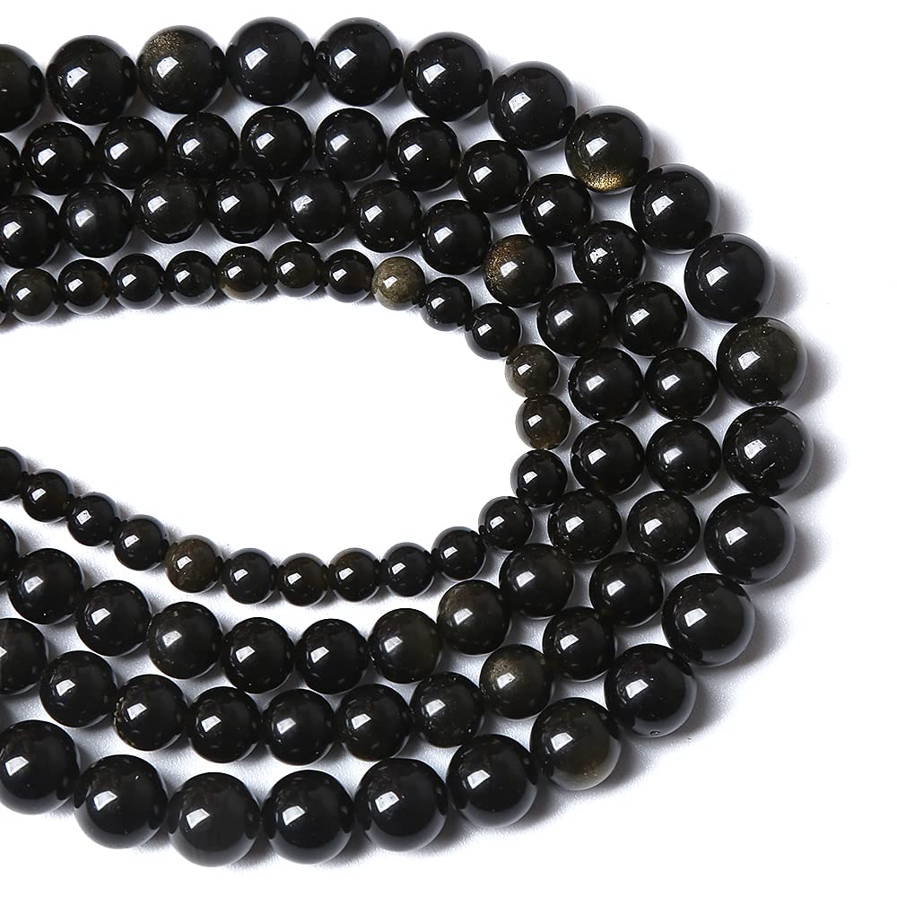 12MM 32PCS Natural Stone Golden Obsidian Loose Spacer Beads for Jewelry Making DIY Bracelet