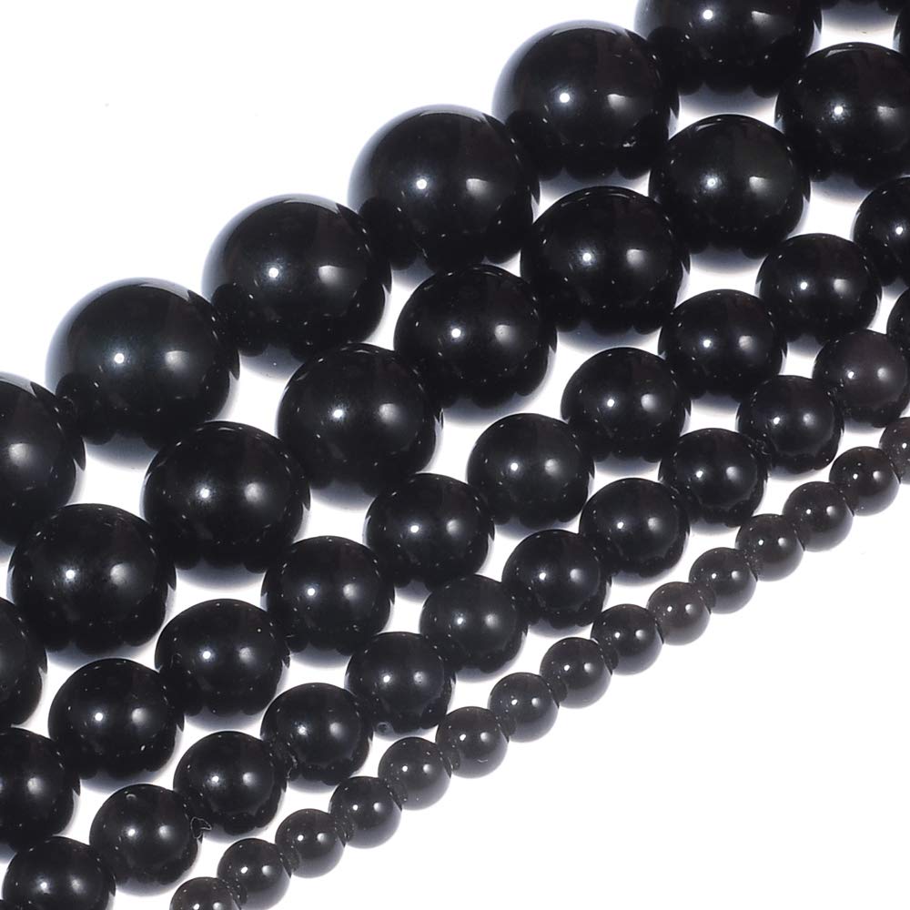 Natural Stone Beads 4mm Obsidian Gemstone Round Loose Beads Crystal Energy Stone Healing Power for Jewelry Making DIY,1 Strand 15"