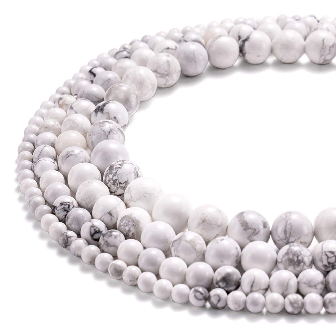 BEADIA Natural White Howlite Stone Round Loose Semi Gemstone Beads for Jewelry Making 4MM 89PCS