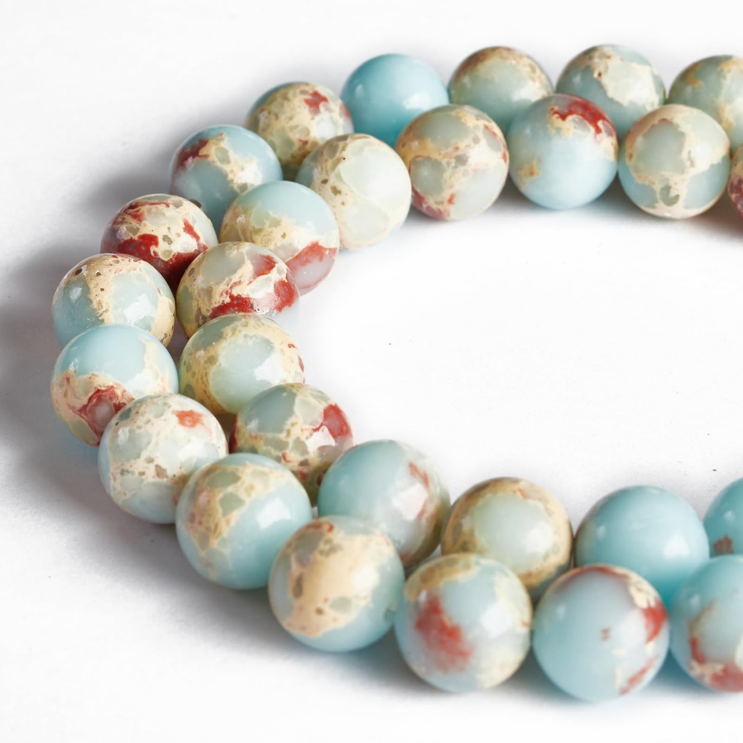 100pcs 10mm Snakeskin Imperial Beads Natural Gemstone Beads Round Loose Beads for Jewelry Making
