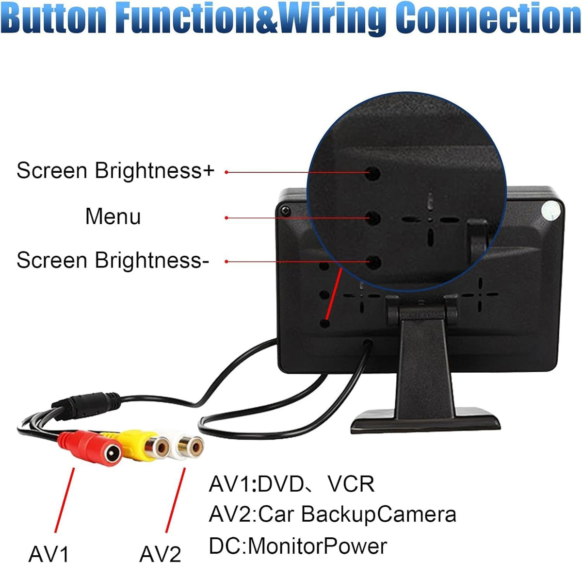 YoRise 4.3 Inch 12V TFT LCD Car Color Parking Aid System Monitor Display, DC Automotive Rearview Reverse Camera