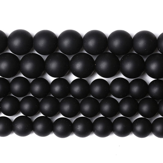 4MM 86PCS Natural Stone Matte Black Agate Loose Beads for Jewelry Making DIY Bracelet Necklace