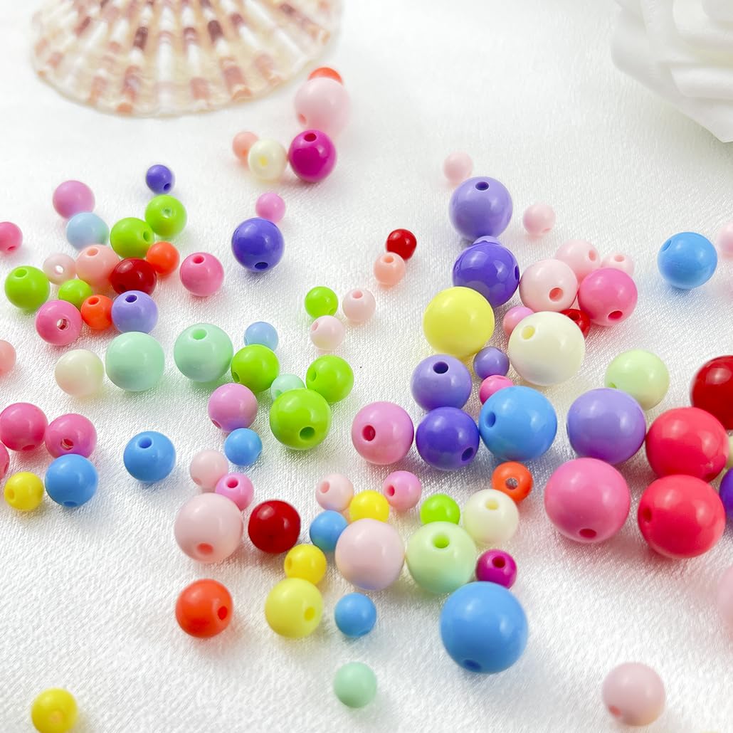 Mulutoo 1000Pieces 6MM Acrylic Round Beads Round Acrylic Balls Chunky Beads Smooth Spacer Plastic Pastel Beads Craft Beads for Necklace and Bracelet Making Crafting Supplies(191-deep Royal Blue)