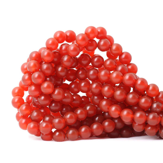 CHEAVIAN 45PCS 8mm Natural Frosted red Agate Round Loose Beads for Jewelry Making DIY Findings 1 Strand 15"