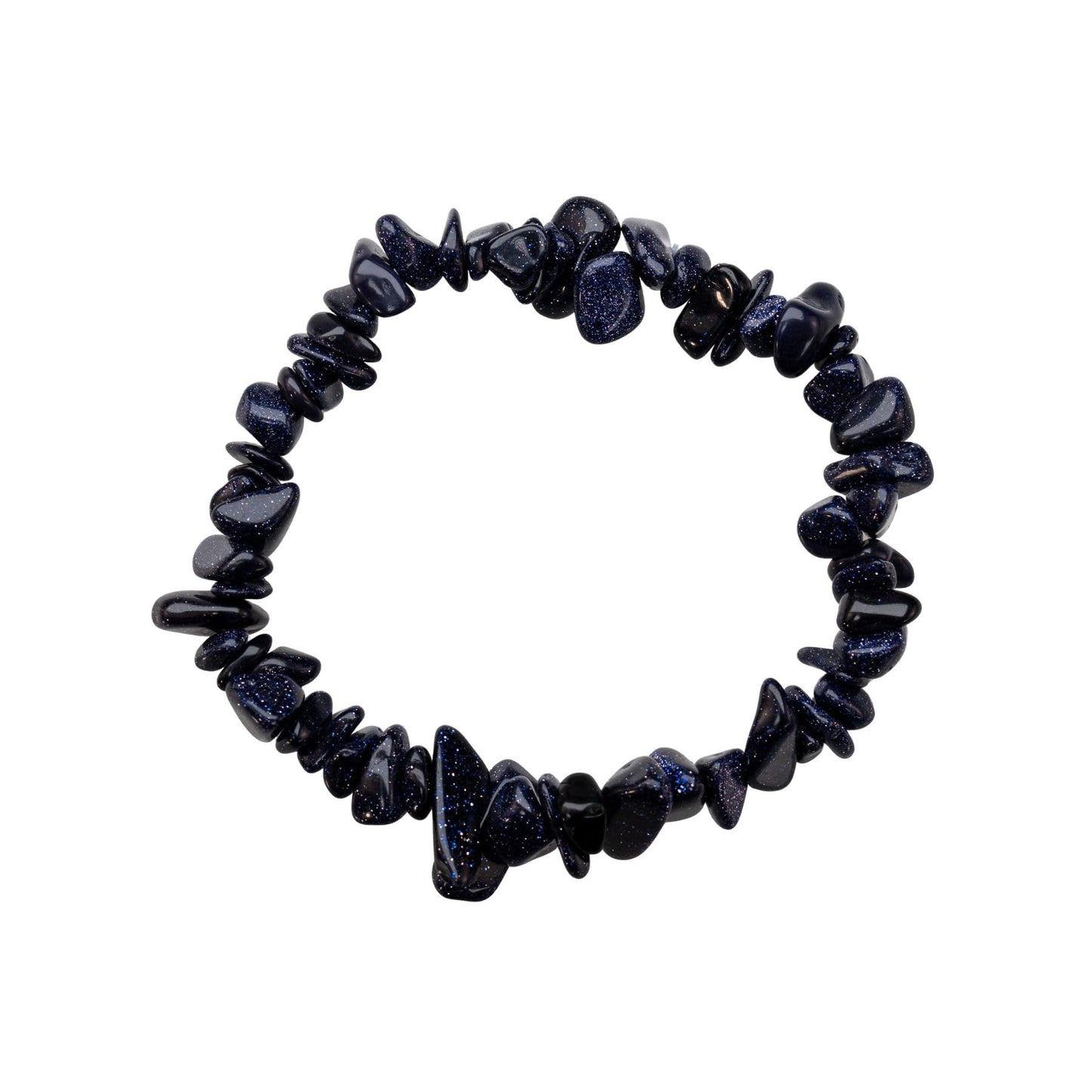 Natural Gemstone Bracelets, Chakra Crystal Healing Chip Stretch Bracelets, Gemstone Polished Irregular Crystals, Crystal Irregular Chips Beads Stretch Bracelets (Blue Goldstone)