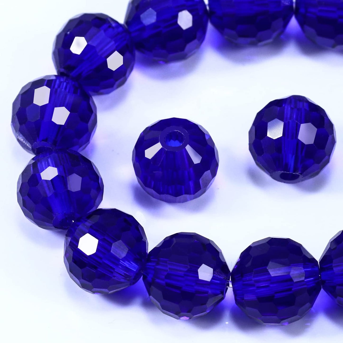 Dowarm 100PCS 8MM Crystal Glass Beads for Jewelry Making, Dark Blue Faceted Crystal Beads for Crafts Bracelet Wind Chimes Suncatcher, #5003 Rondelle Spacer Beads, Loose Gemstones