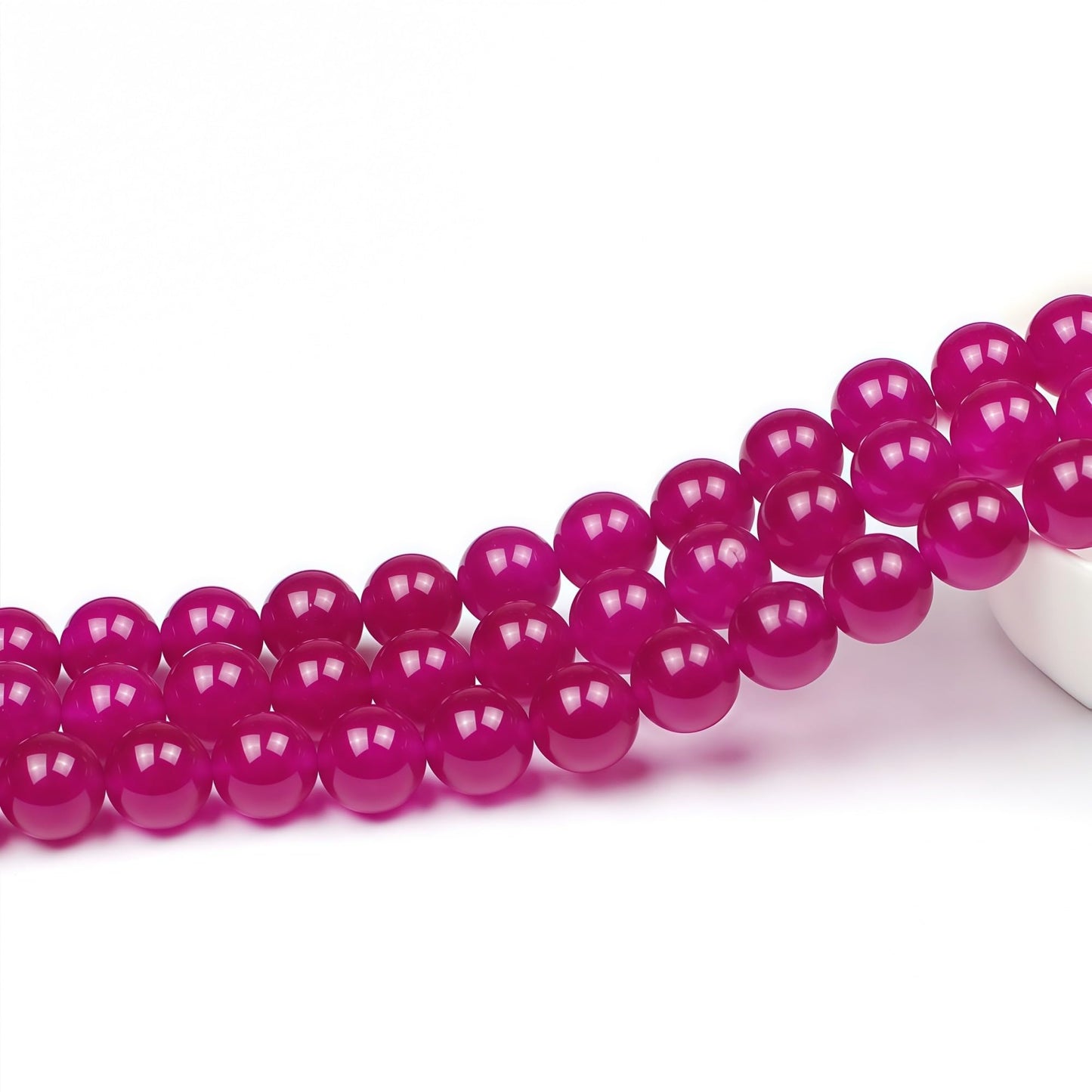 MJDCB Natural Rose Red Jade Round Loose Beads for Jewelry Making DIY Bracelet Necklac (8mm)