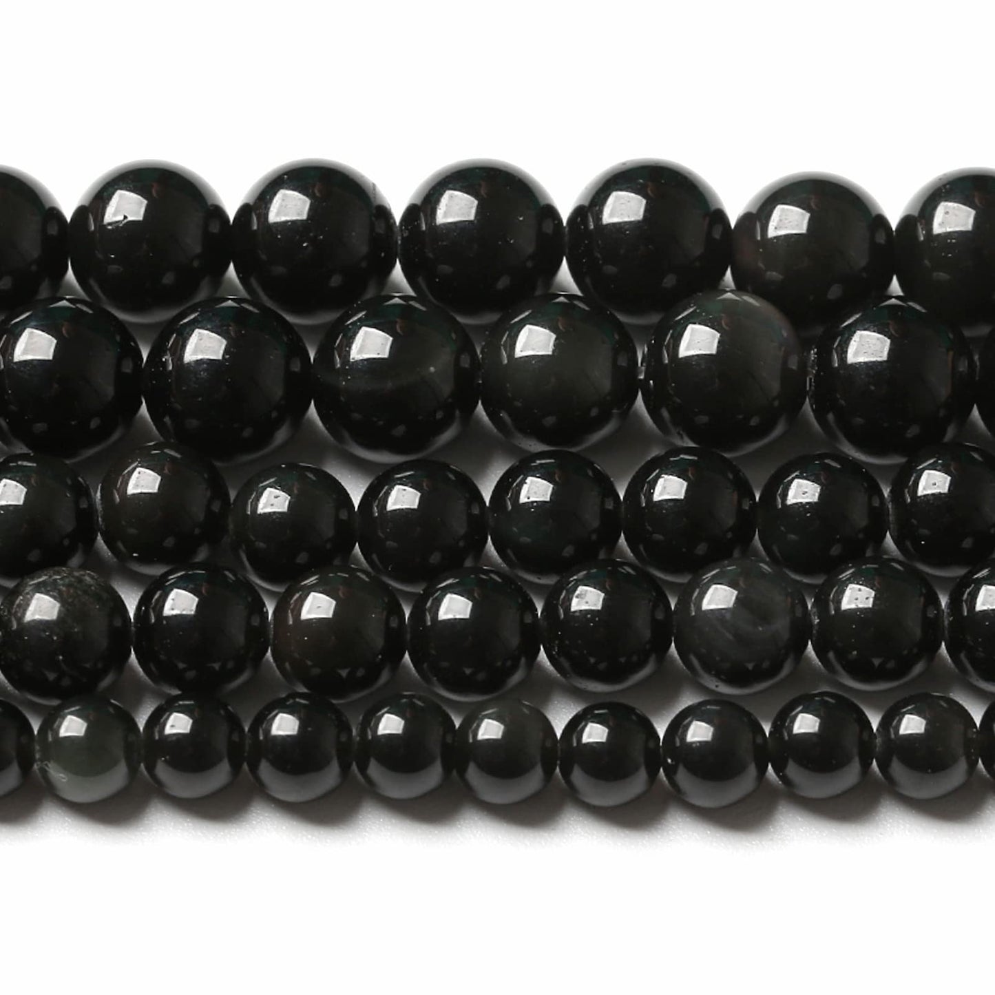 8MM 46PCS Natural Stone Black Obsidian Gemstone Loose Beads for Jewelry Making DIY Bracelet 1 Strand