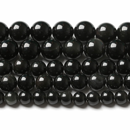 4MM 86PCS Natural Stone Black Obsidian Gemstone Loose Beads for Jewelry Making DIY Bracelet 1 Strand