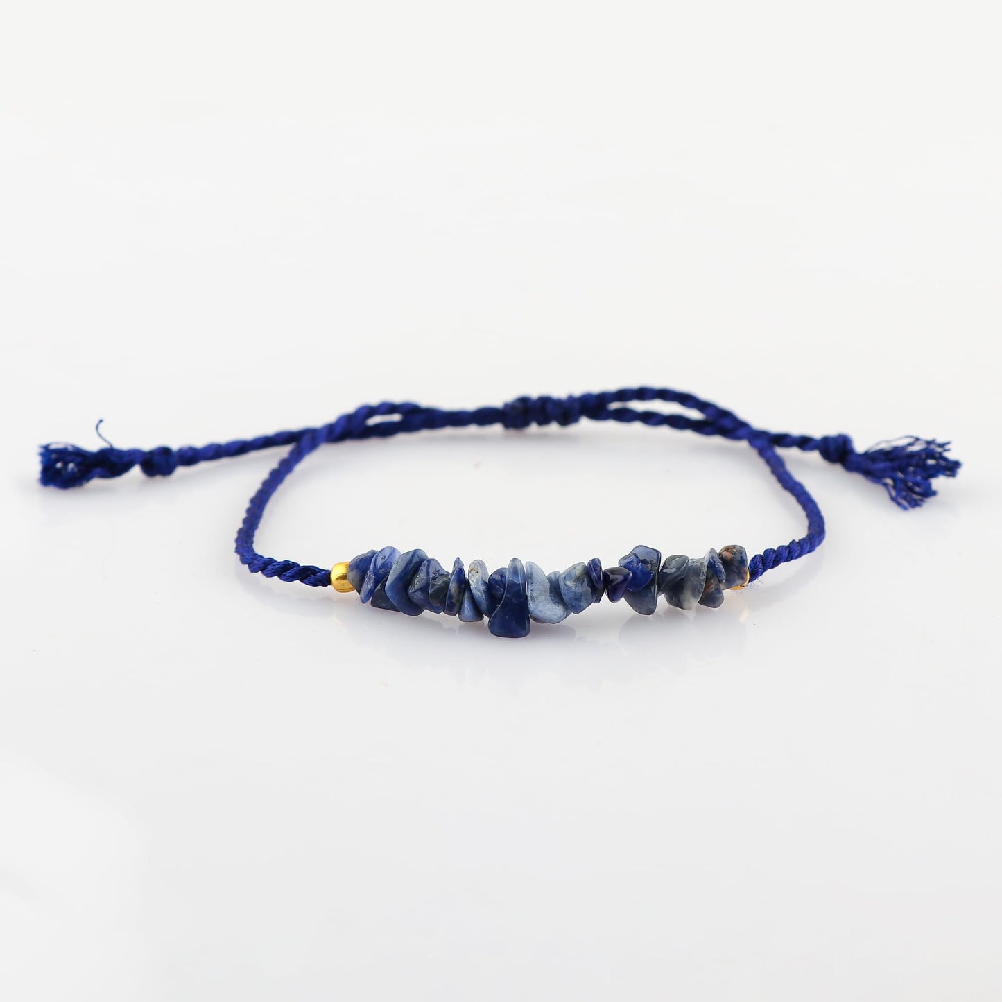 TGH Natural Sodalite Chips Braided Bracelet Healing Birthday Gift for Her Resizable Hand Braid Rope Thread Protection Bracelet for Men Women Gemstone Jewelry 7 inch Christmas Gift (Sodalite)