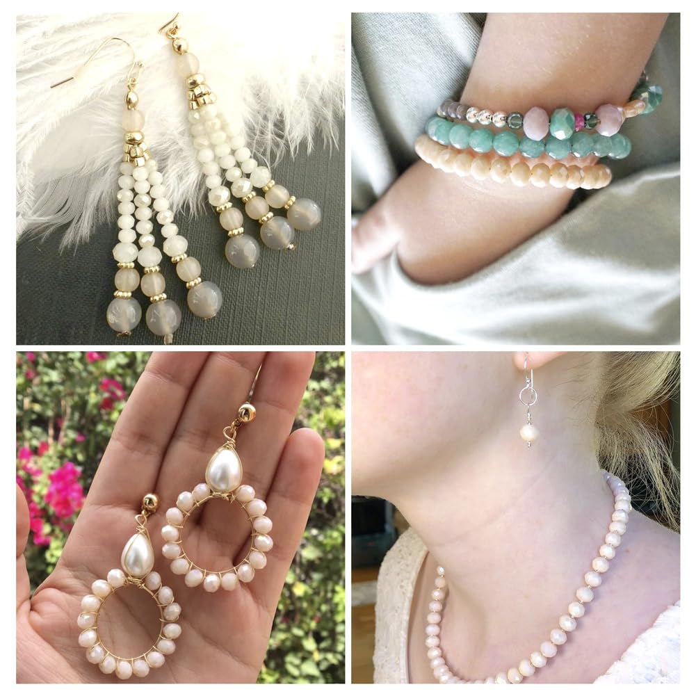 10 Strands Briolette Faceted Rondelle Glass Beads 4x3mm Tiny Opaque Glass Loose Beads 1230pcs for Bracelets Jewelry Making