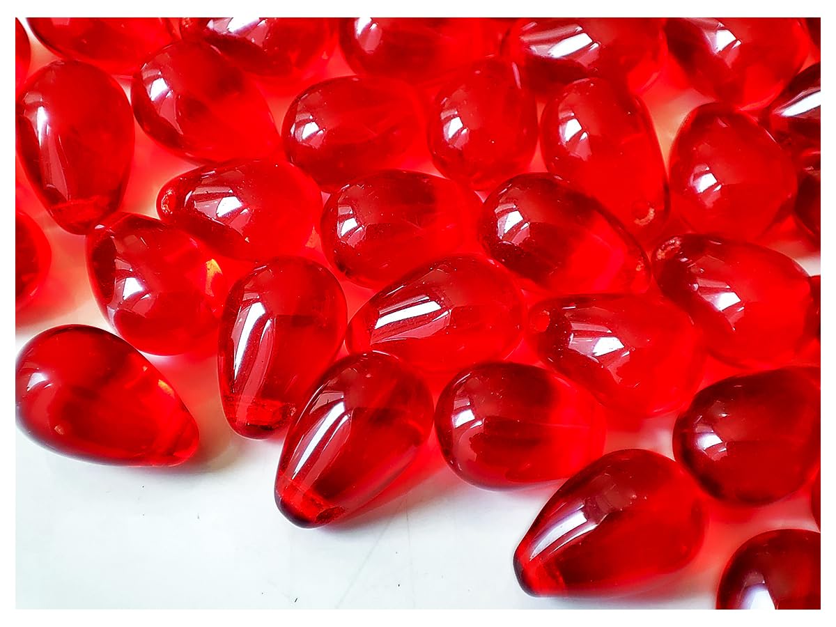 100 pcs Teardrop Shaped Beads 6x9 mm, Czech Glass, Siam Red