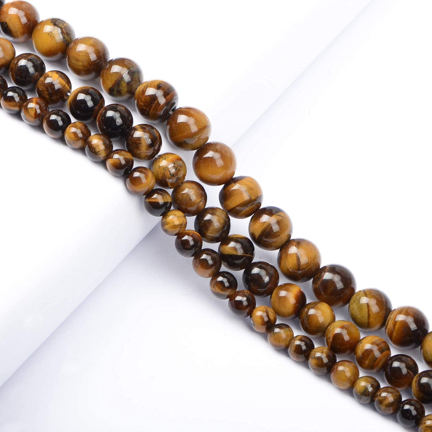AD Beads Natural Gemstone Round Loose Beads 15" for Bracelet Necklace Earrings Jwelery Making Crafts DIY (10mm, Yellow Tiger Eye)