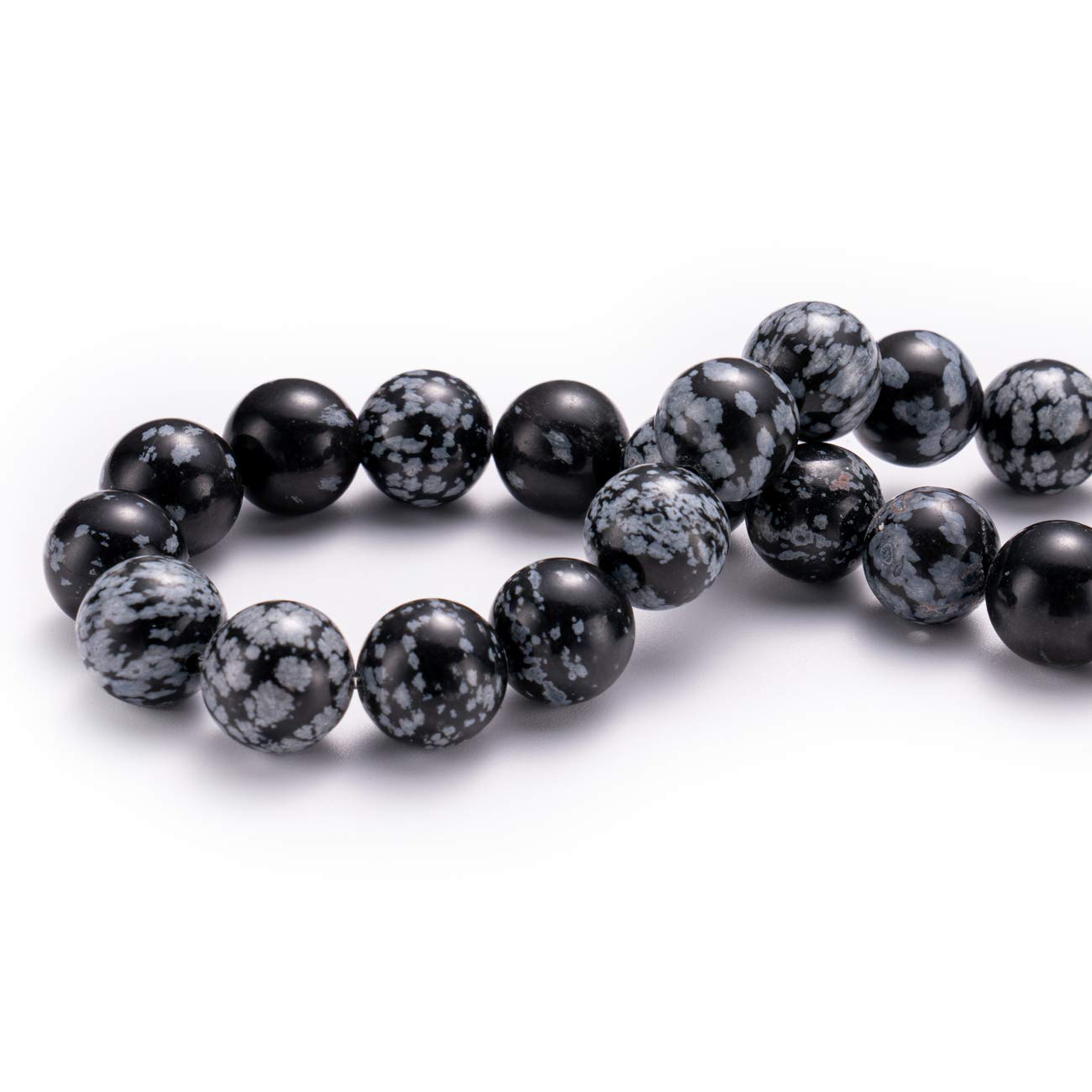 BEADIA Natural Snowflake Obsidian Stone Round Loose Semi Gemstone Beads for Jewelry Making 6MM 61PCS