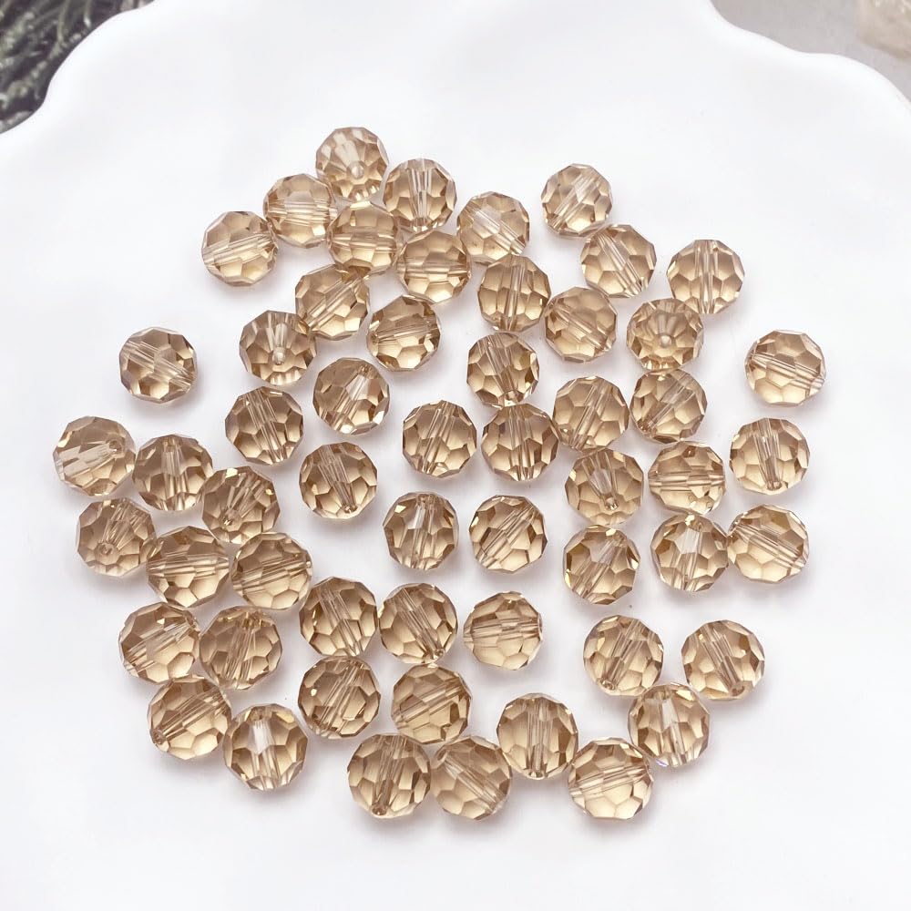 LIMAOLLY 250pcs 6mm Faceted Crystal Glass Beads Round Spacer Beads for Jewelry Making DIY Craft Making Necklace Bracelet Earring Wind Chimes Suncatchers Ornament(516-Silver Champagne)