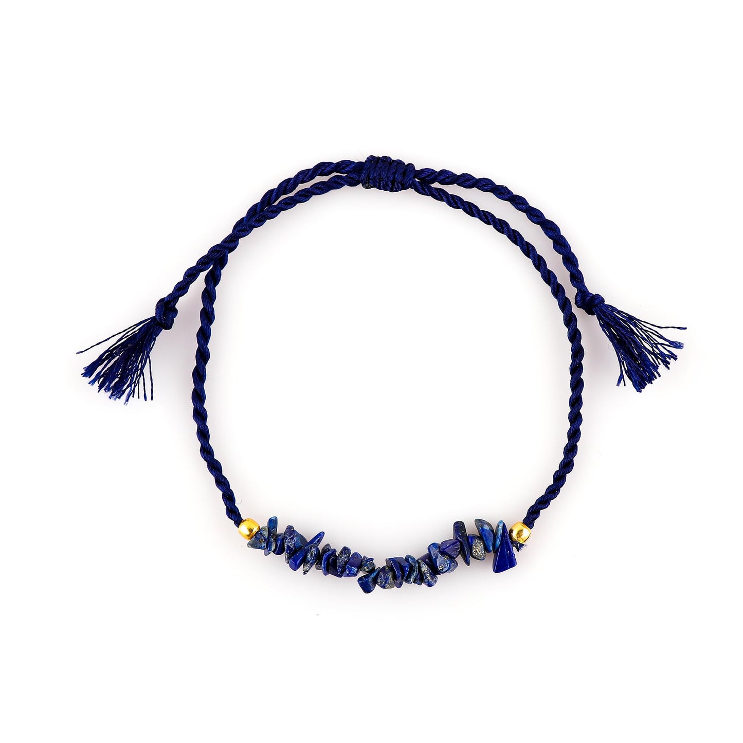 TGH Natural Lapis Lazuli Chips Braided Bracelet Healing Birthday Resizable Hand Braid Rope Thread Protection Bracelet for Men Women Gemstone Jewelry 7 inch Christmas Gift (Lapis Lazuli)