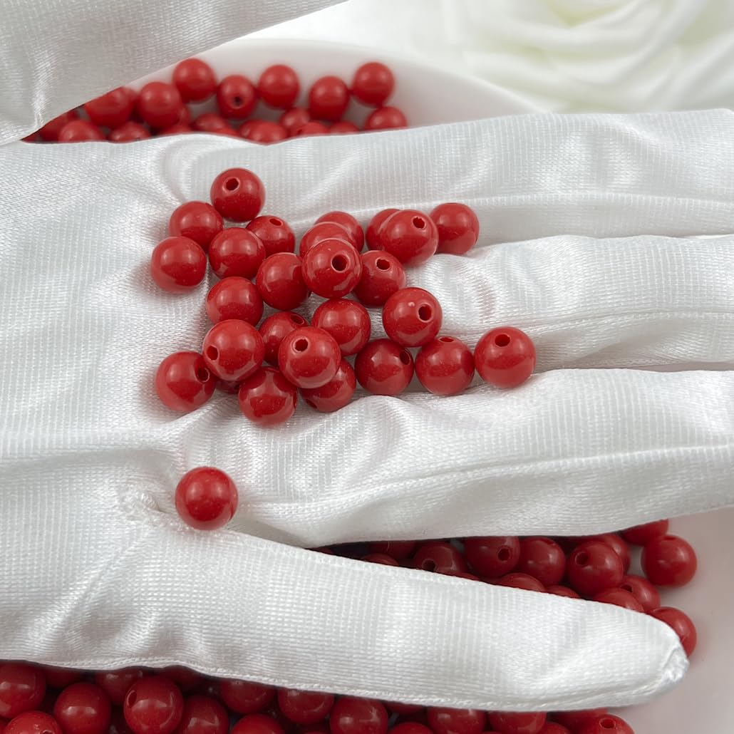 Mulutoo 120Pieces 12MM Acrylic Round Beads Round Acrylic Balls Chunky Beads Smooth Spacer Plastic Pastel Beads Craft Beads for Necklace and Bracelet Making Crafting Supplies(184-bright red)