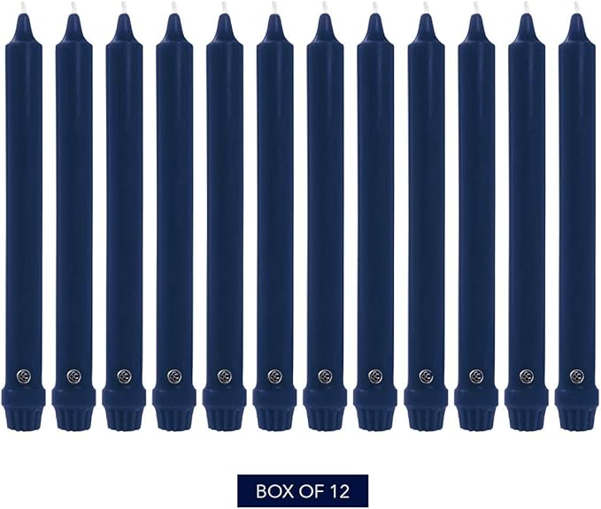 Colonial Candle Unscented Taper Candle, Classic Collection, Indigo, 8 In, Pack of 12 - Up to 6 Hours Burn