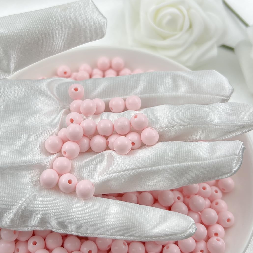 Mulutoo 1000Pieces 6MM Acrylic Round Beads Round Acrylic Balls Chunky Beads Smooth Spacer Plastic Pastel Beads Craft Beads for Necklace and Bracelet Making Crafting Supplies(178-light Pink)