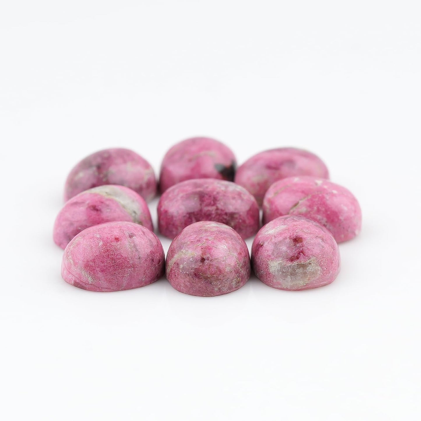 ColouredRocks (8-10 pcs. THULITE, Oval Shape, Natural Cabochon Crystals, Loose Gemstone, Wholesale Polished Supply, Jewelry Making, DIY Craft, Gem Collection (8x10mm approx.)