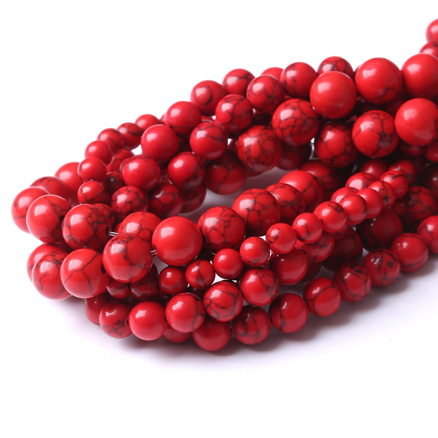 36PCS 10MM Beads Red Turquoise Beads with Mother-of-Pearl Round Loose Beads Natural Gem Beads for Jewelry Making 15"