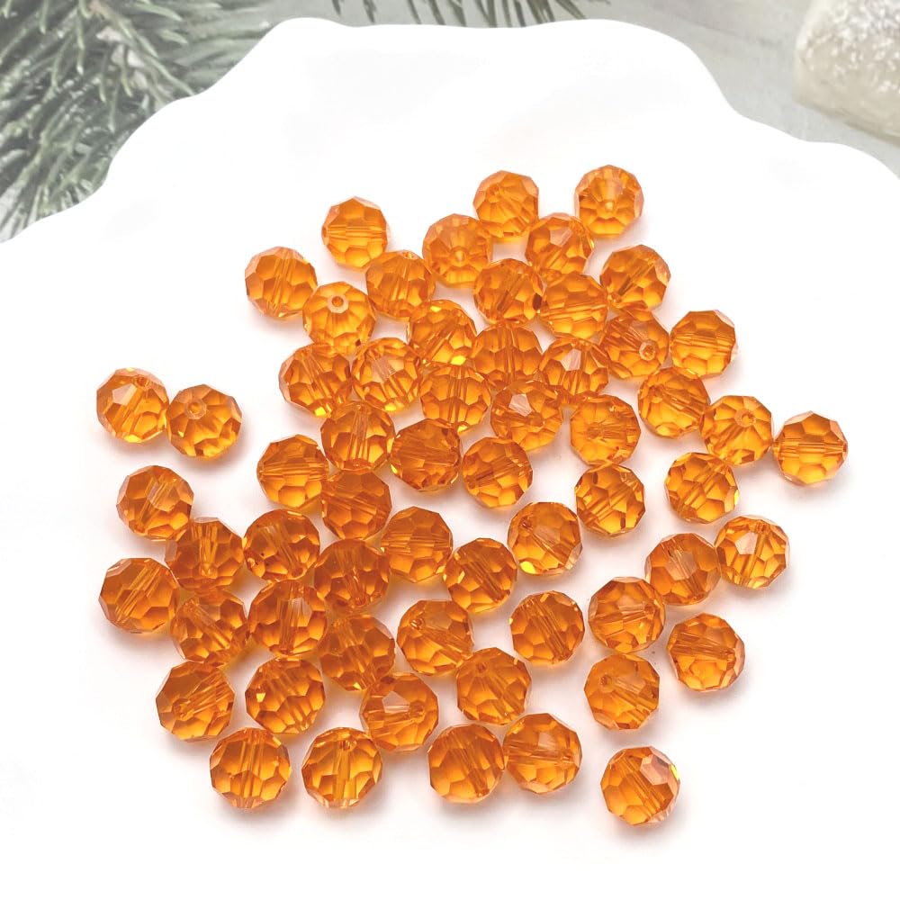 LIMAOLLY 40pcs 12mm Faceted Crystal Glass Beads Round Spacer Beads for Jewelry Making DIY Craft Making Necklace Bracelet Earring Wind Chimes Suncatchers Ornament(512-Tangerine)