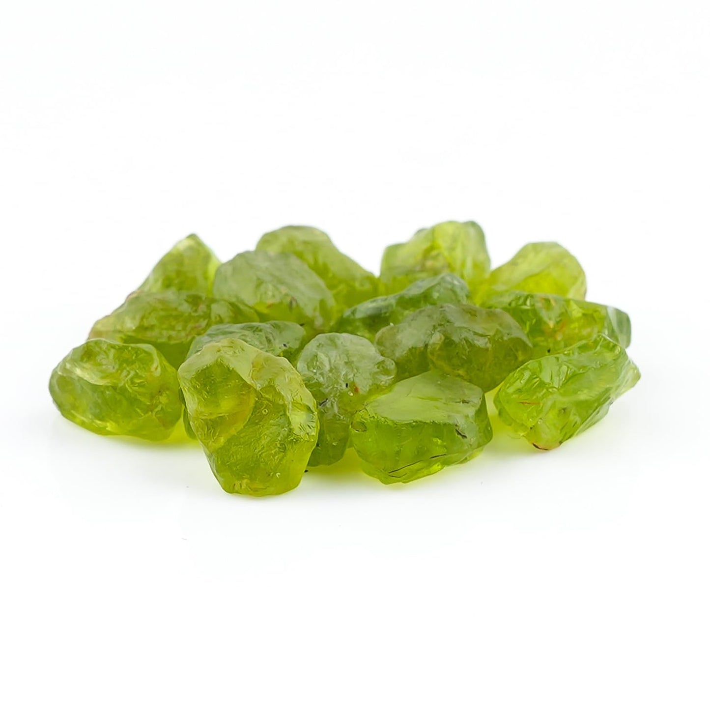 ColouredRocks (15 pcs. PERIDOT Crystals, Raw Stones, Rough Gemstones, Jewelry Making Supply, Cabbing, Polishing, Cutting, DIY, Crafts (7-10 mm.)