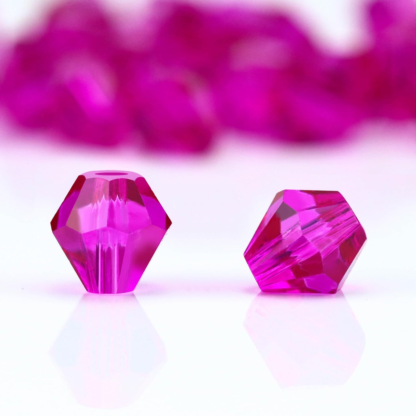 Dowarm 250PCS 6MM Faceted Bicone Crystal Beads for Crafts, Jewelry Making, DIY Bracelet, Necklace, Dolls, Wine Charms, Wind Chimes, Suncatchers, Loose Spacer Glass Beads, Rose