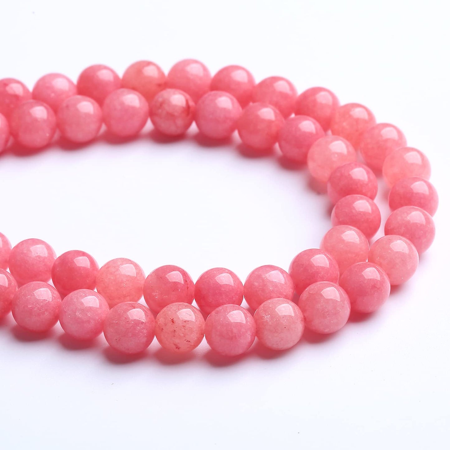 10MM 36PCS Natural Stone Pink Jade Beads Rhodochrosite Chalcedony Beads for Jewelry Making DIY Bracelet 1 Strand
