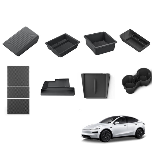 LUCKEASY Center Console Organizer for Tesla Model Y Juniper 2025+ Center Cup Holder | Armrest Box & Armrest Cover | Glove Box | Center Pad | Wireless Charging Pad | Center Upper & Lower Storage Box