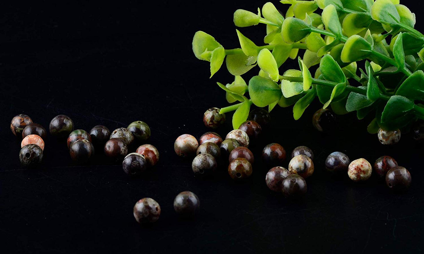Natural Stone Beads 100pcs 6mm Ocean Jade Round Genuine Real Stone Beading Loose Gemstone Hole Size 1mm DIY Smooth Beads for Bracelet Necklace Earrings Jewelry Making (Ocean Jade, 6mm)
