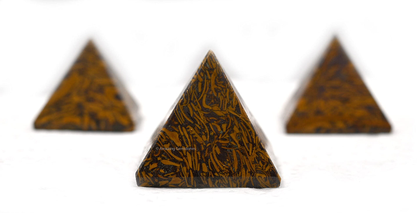 Amazing Gemstone Mariyam Jasper Calligraphy Stone Pyramid Crystal Healing Stones - 1" Great Pyramid Figurine of Natural Stone Pyramid for Meditation, Reiki, Chakra Balancing and Crystal Pyramids Grid