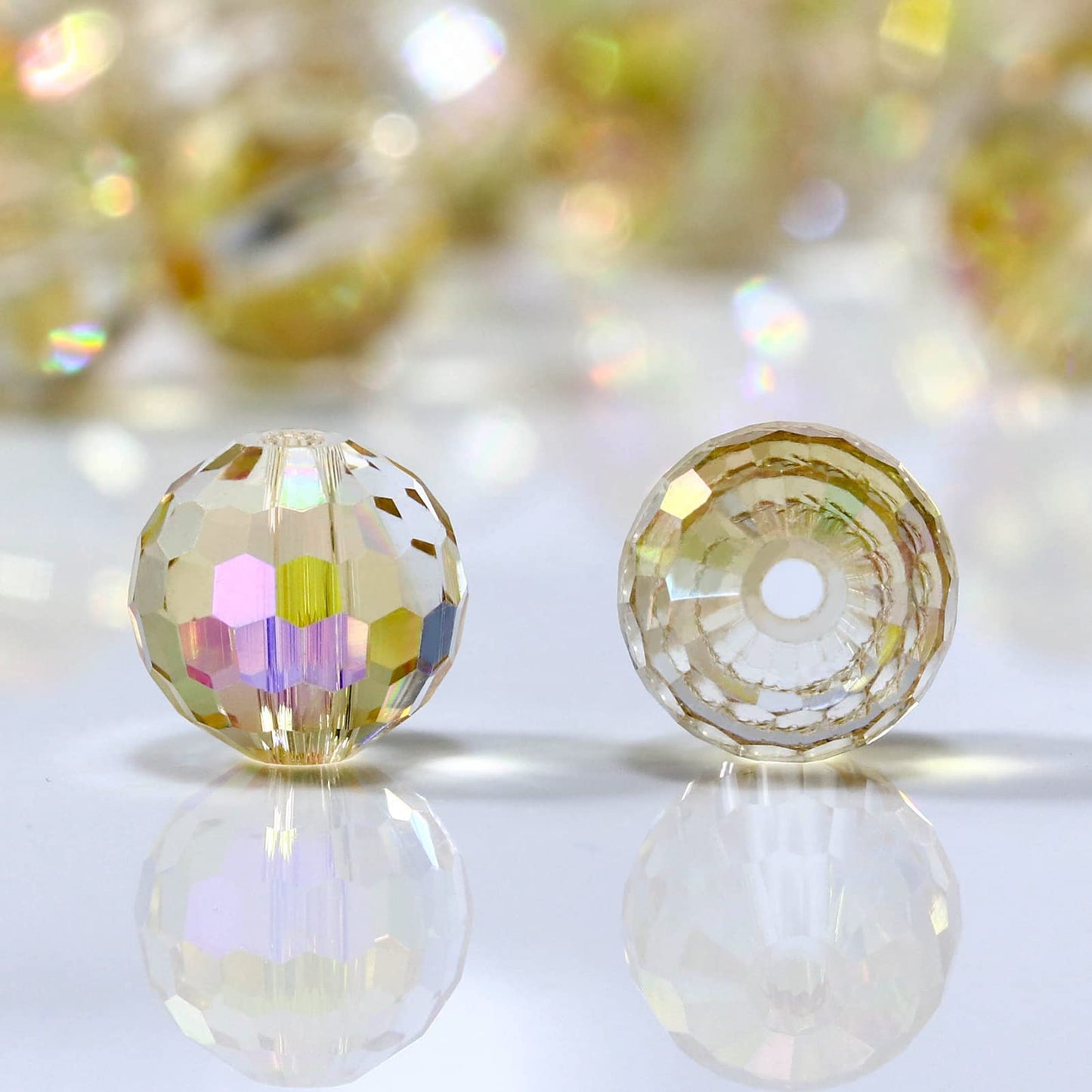 Dowarm 150PCS 6MM Round Crystal Glass Beads for Jewelry Making, Faceted Crystal Beads for Crafts Bracelet Wind Chimes Suncatcher, #5003 Crystal Rondelle Spacer Beads, Loose Gemstones, Purple Champagne
