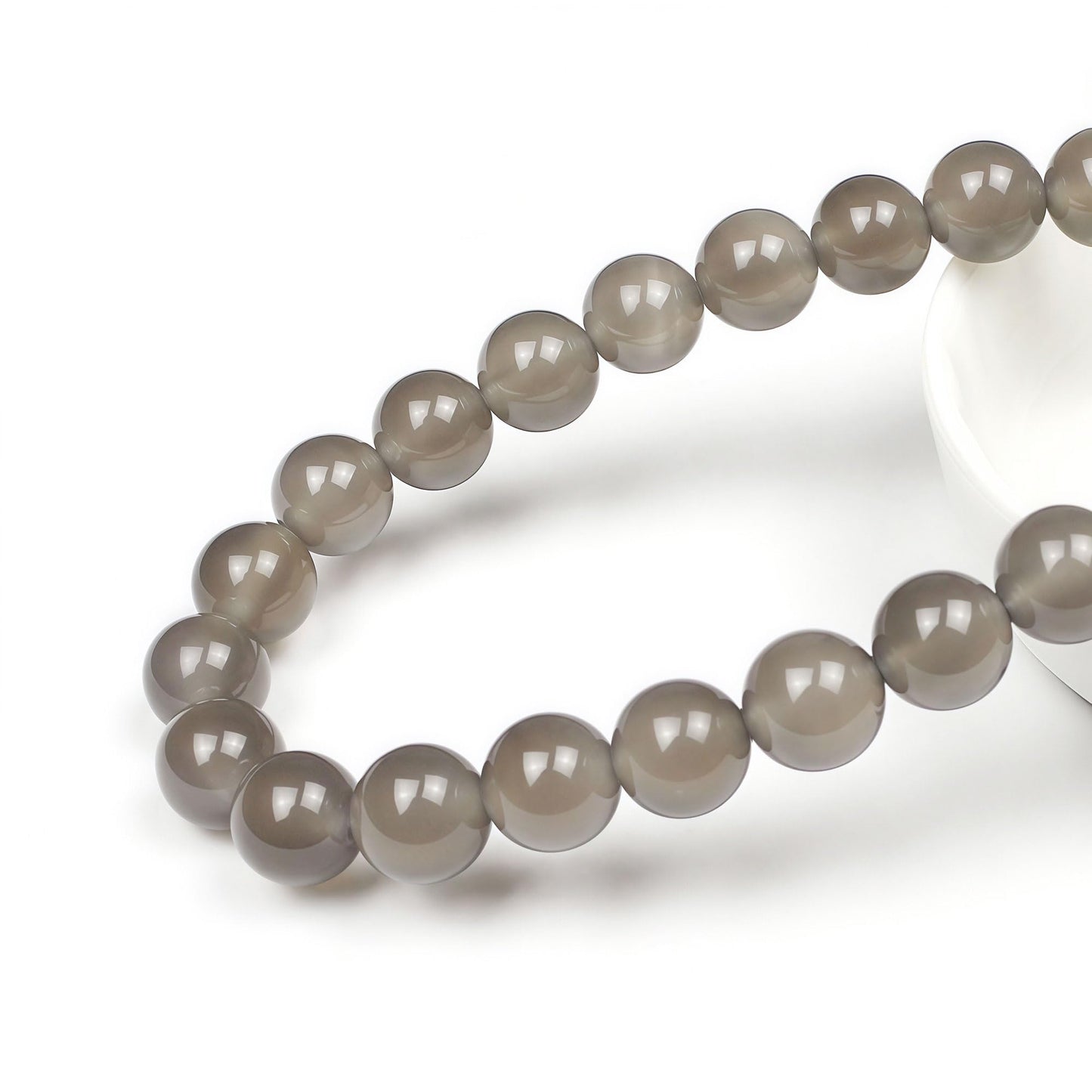 MJDCB 7A Natural Grey Agate Gemstone Round Stone Beads for Jewelry Making DIY Bracelet Necklace (4mm)