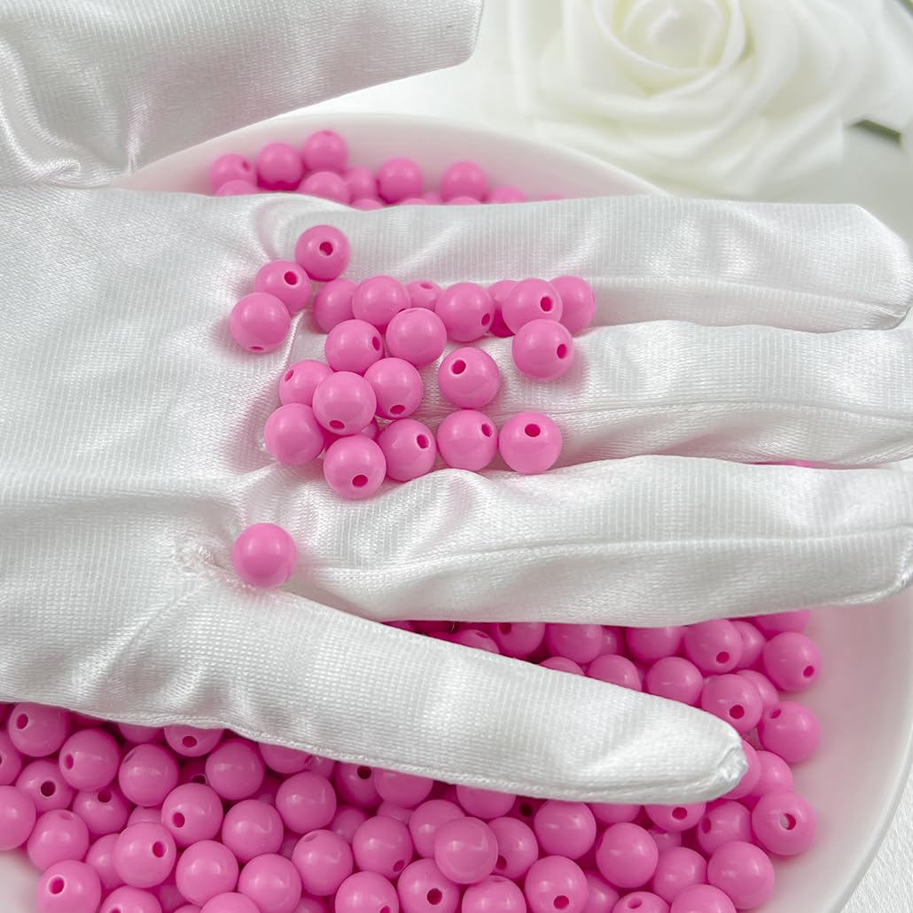 Mulutoo 1000Pieces 6MM Acrylic Round Beads Round Acrylic Balls Chunky Beads Smooth Spacer Plastic Pastel Beads Craft Beads for Necklace and Bracelet Making Crafting Supplies(181-light Rose red)