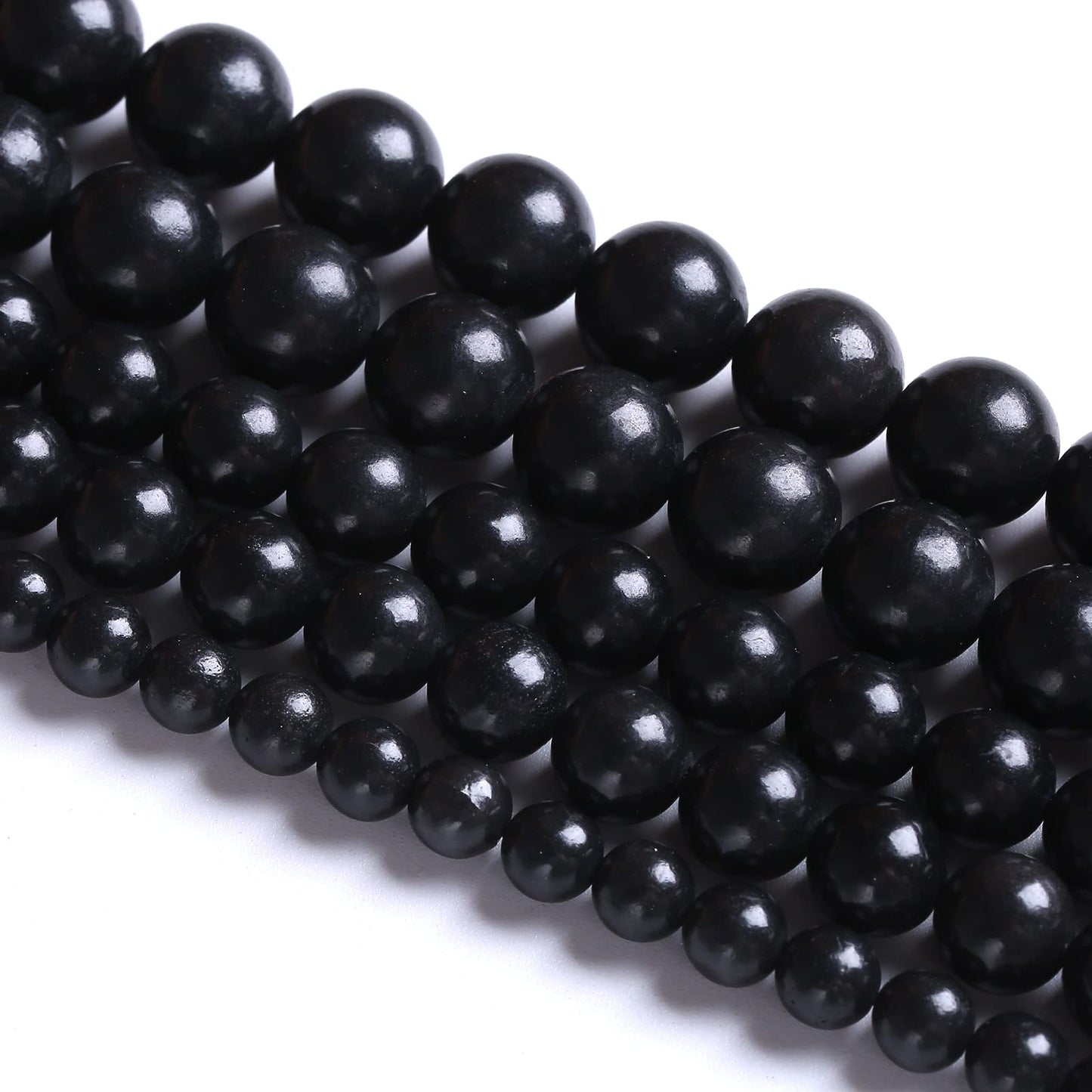 90PCS 8MM Natural Stone Shungite Beads Crystal Loose Beads for Jewelry Making DIY Bracelet