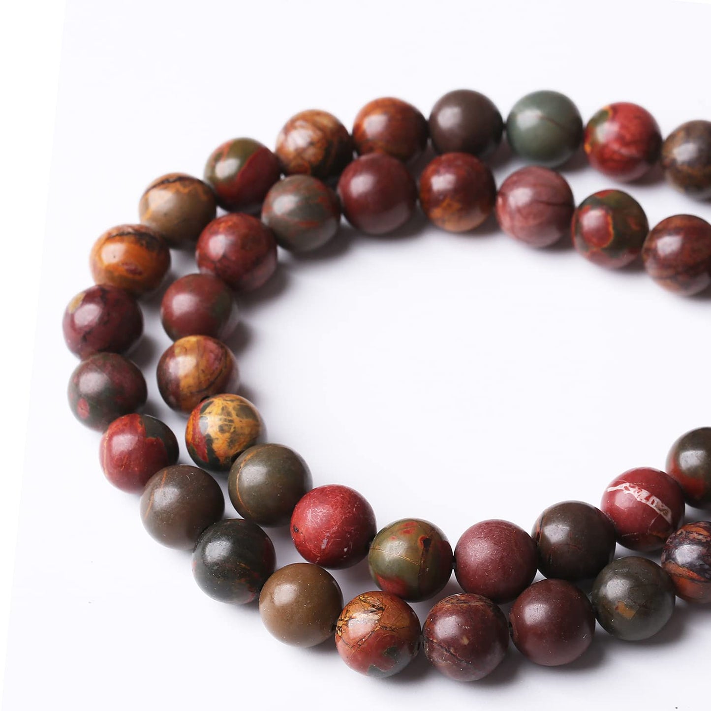 32PCS 12MM Natural Picasso Jasper Round Loose Stone Beads for Jewelry Making DIY Energy Stone Healing Power Bracelet 15"
