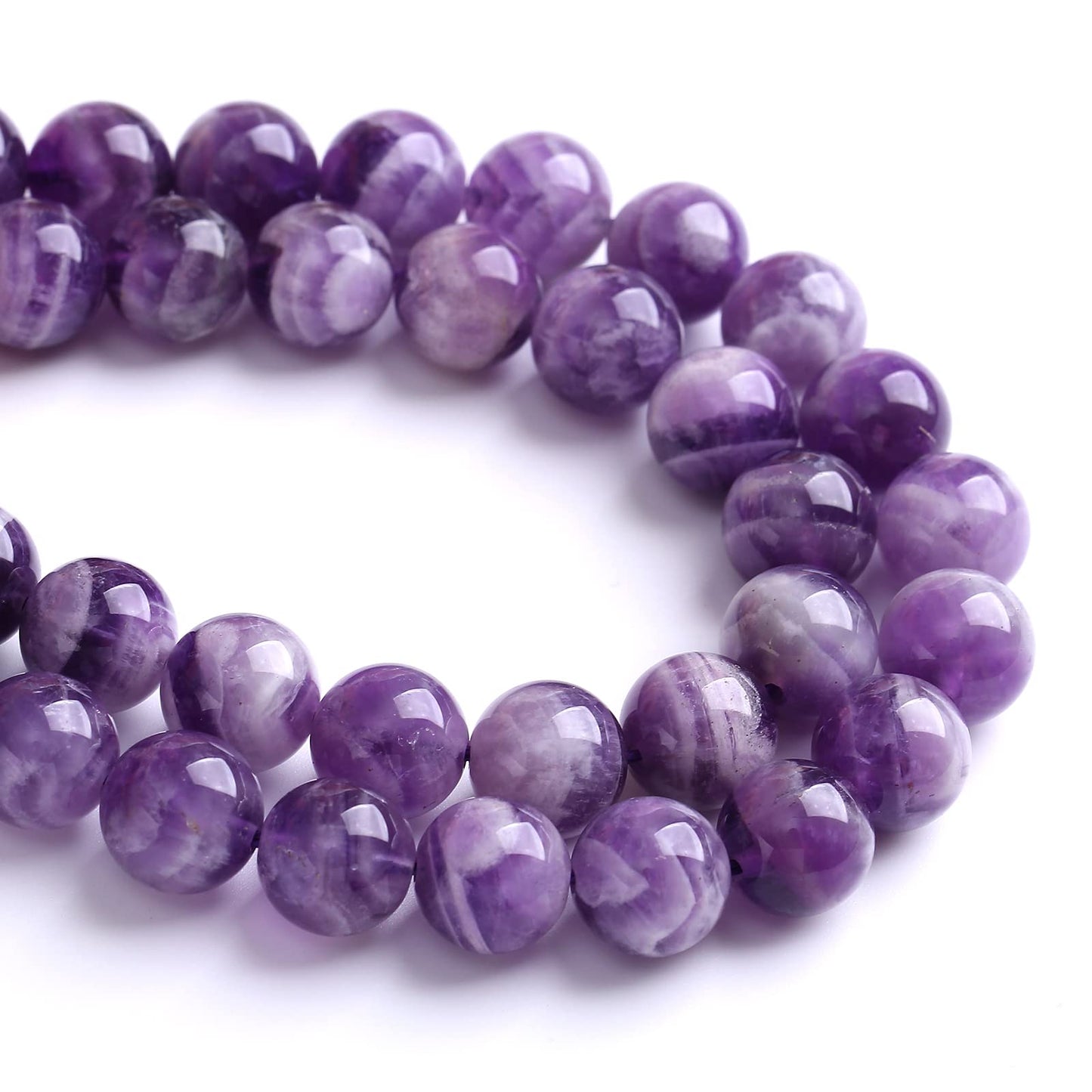 4MM 86PCS Purple Amethyst Dream Lace Beads Natural Quartz Crystal Stone Loose Beads for Jewelry Making DIY Bracelet Grade A+ 15 inches Strand