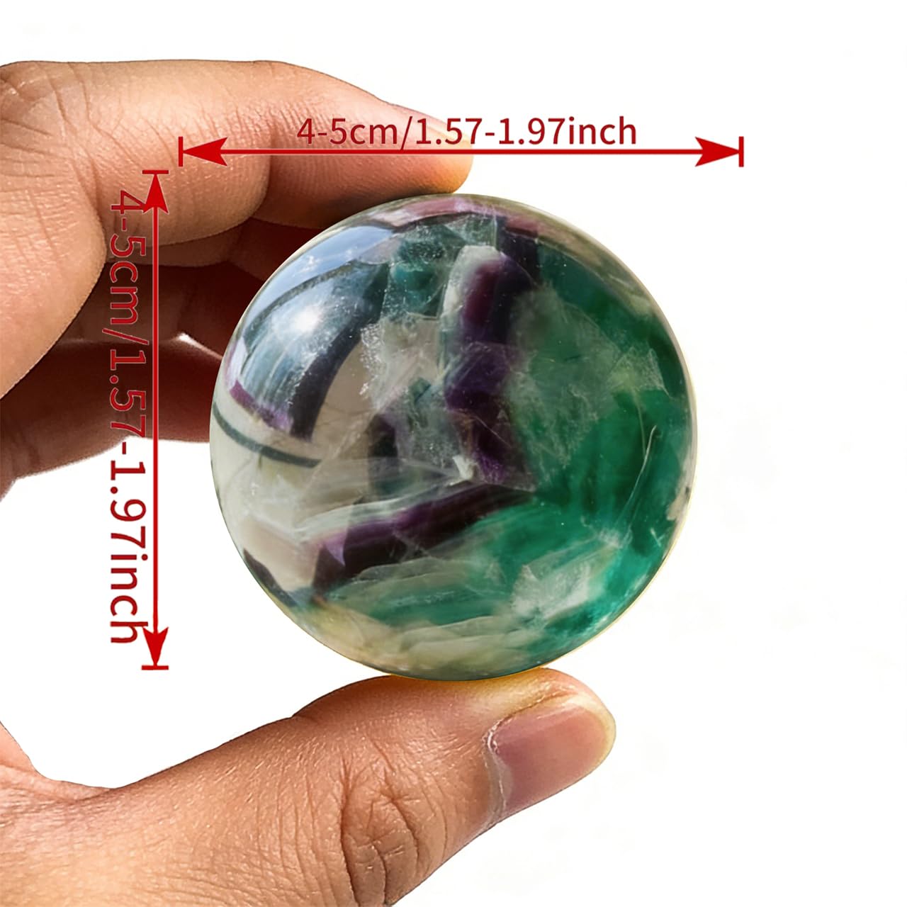 AierCrystal Natural Stone Crystal Sphere Feng Shui Home Decoration Ball Positive Energy Scrying Orb for Meditation Tool for Spiritual Space Purification Globe Diameter4-5cm Fluorite Sphere