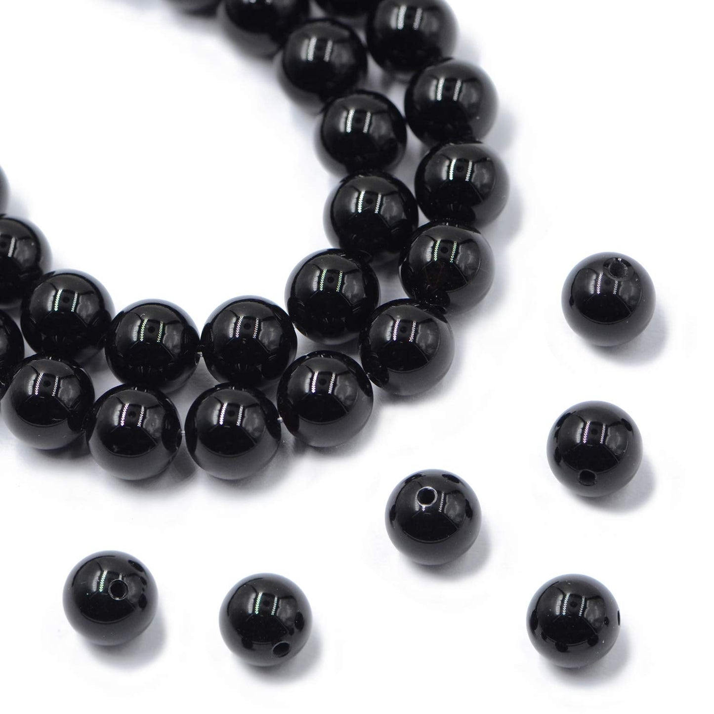 AD Beads Natural Gemstone Round Loose Beads 15" for Bracelet Necklace Earrings Jwelery Making Crafts DIY (4mm, Black Onyx)