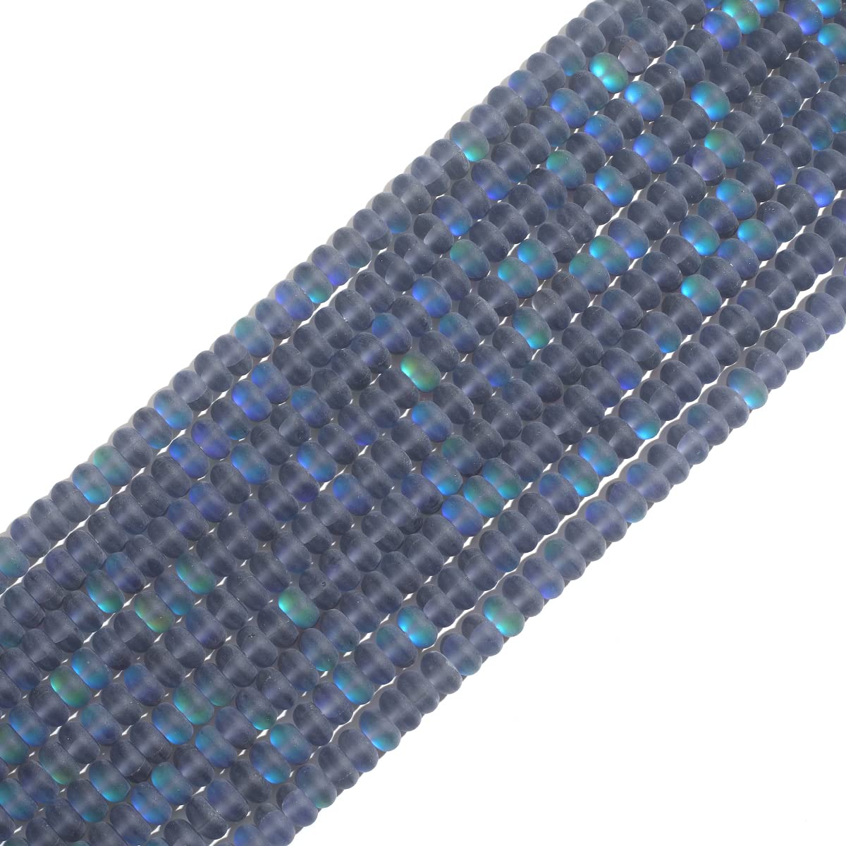 4×6mm Grey Matte Aurora Crystal Glass Beads Loose Rondelle Disc Beads Frosted Moonstone for Jewelry Making