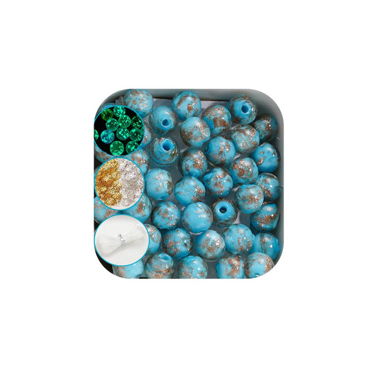 200 PCS 8mm Glow in The Dark Beads Bulk Round Luminous Glass Beads with Holes for Jewelry Making Bracelets Earrings Necklace Glow Loose Spacer Ball Bead DIY Craft Kit (Blue)