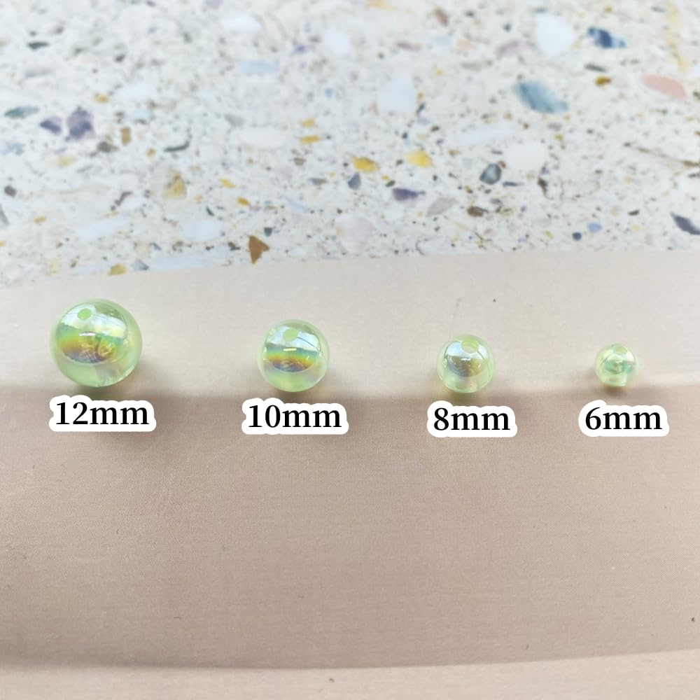 1000pcs Acrylic Round Beads 6mm AB Colors Craft Beads Round Spacer Beads with Holes for Earring Bracelet Necklace Key Chains Jewelry Making(Light Green AB)