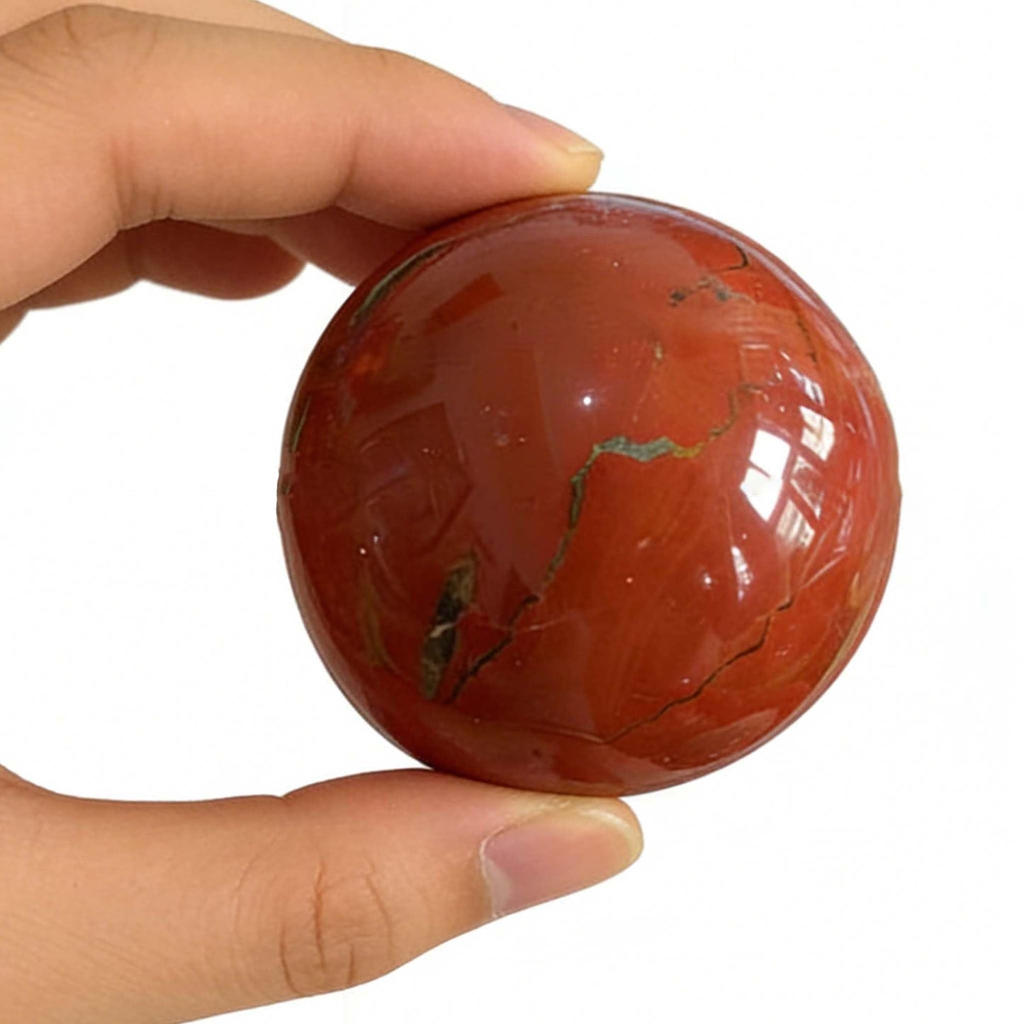 AierCrystal Natural Stone Crystal Sphere Feng Shui Home Decoration Ball Positive Energy Scrying Orb for Meditation Tool for Spiritual Space Purification Globe Diameter 4-5cm Red Jasper Sphere