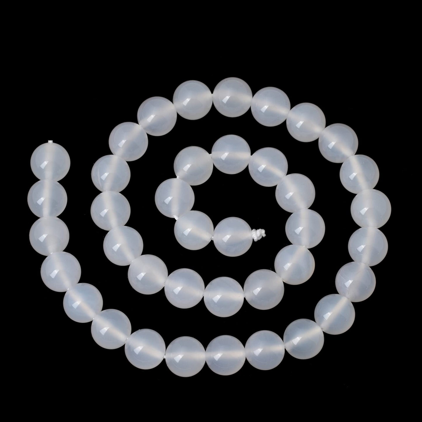 CHEAVIAN 35PCS 10mm Natural White Agate Gemstone Round Loose Beads for Jewelry Making 1 Strand 15"